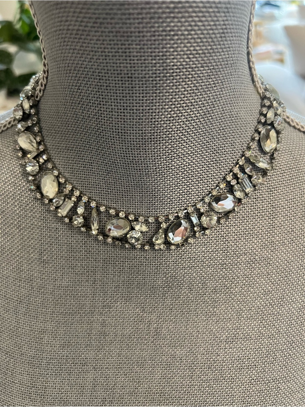 Express Silver Crystal Collar Necklace